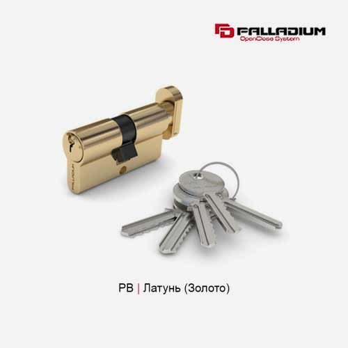 Цилиндровый механизм PALLADIUM AL 60-T01 (ключ/вертушка), золото Цилиндровый механизм PALLADIUM AL 60-T01 (ключ/вертушка), золото